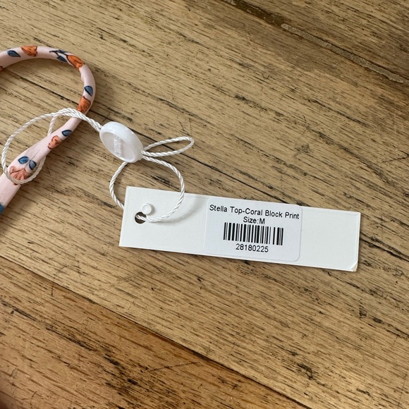 Citrine Swim Dakota Bottom (L) and Stella Top (M) - Smocked - Coral Block Print - Picture 3 of 4